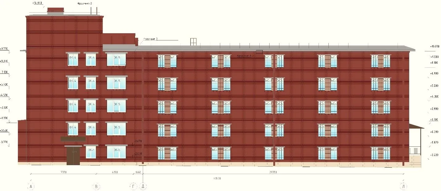 Дополнительный чертёж фасада Центрального городского архива